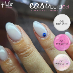 Halo Easibuild White-WhiteGlitter-PinkGlitter Builder gel 8ml sans Hema sans TPO
